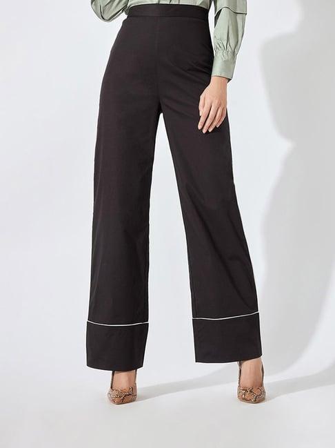 the label life black cotton flare fit flared pants