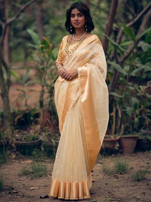 stylee lifestyle peach woven saree with unstitched blouse