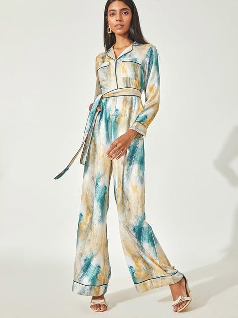 the label life multicolor printed jumpsuit