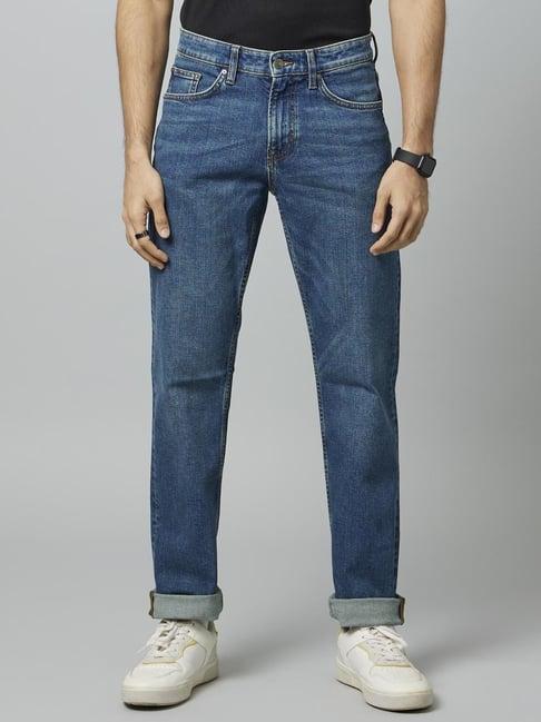 celio blue cotton regular fit jeans