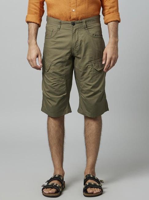 celio* green cotton regular fit shorts