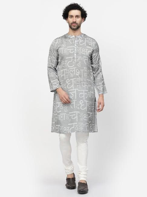 lela grey regular fit printed kurta