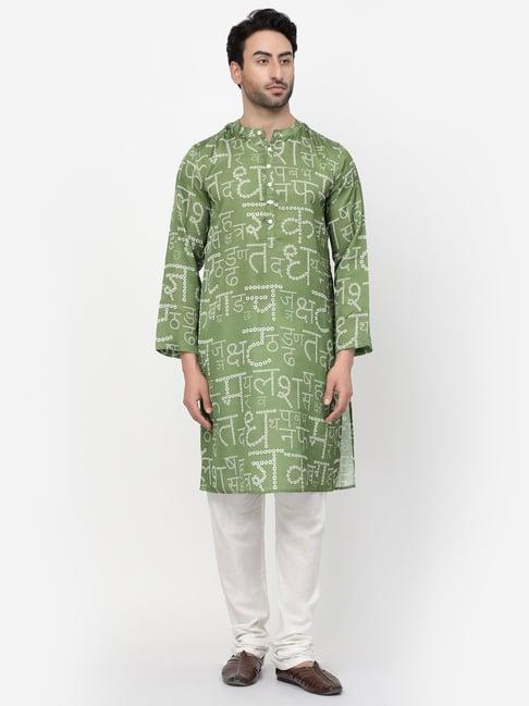 lela green regular fit printed kurta