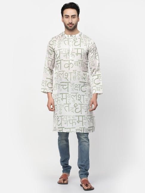 lela white regular fit printed kurta