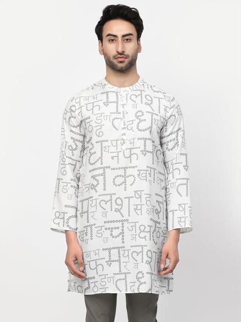 lela white regular fit printed kurta