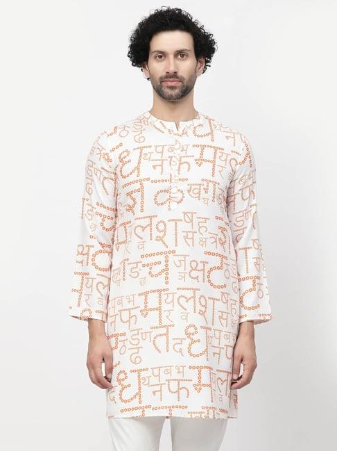 lela orange regular fit printed kurta