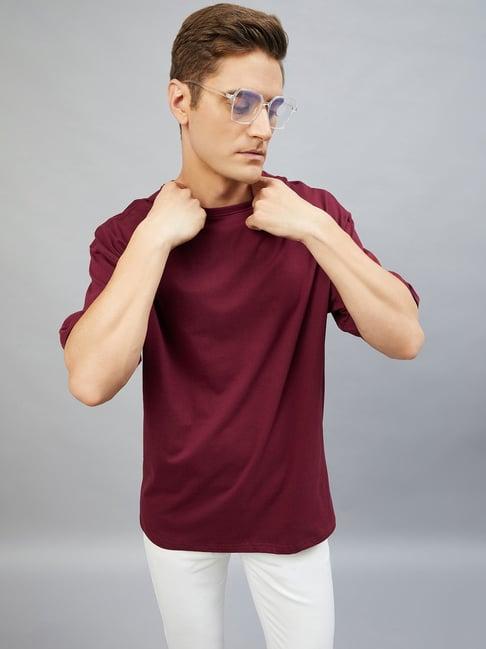 chimpaaanzee wine loose fit oversized crew t-shirt