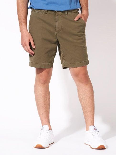 american eagle outfitters green cotton regular fit shorts