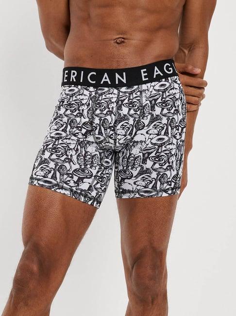 american eagle outfitters black regular fit printed trunks