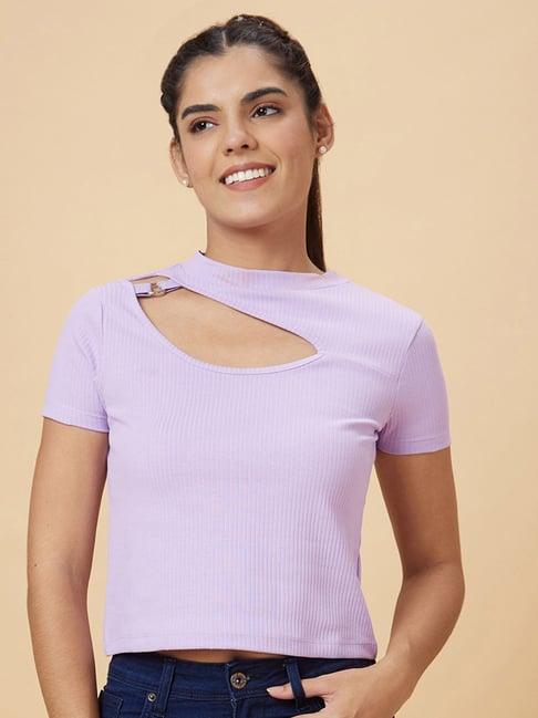 globus lavender cotton regular fit top