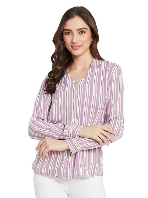 mettle lilac cotton striped shirt