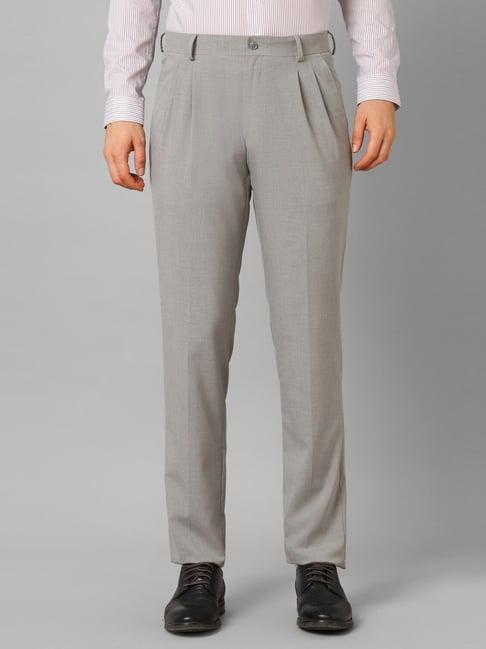 louis philippe grey regular fit texture trousers