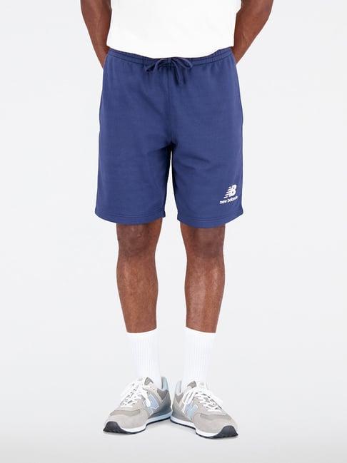 new balance blue logo print regular fit sports shorts