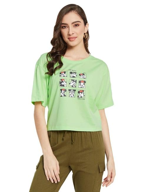 mettle neon green cotton printed t-shirt