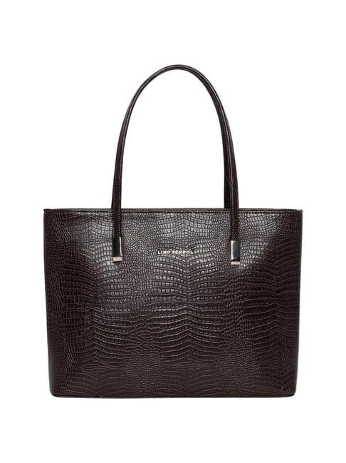 lino perros brown textured large tote handbag