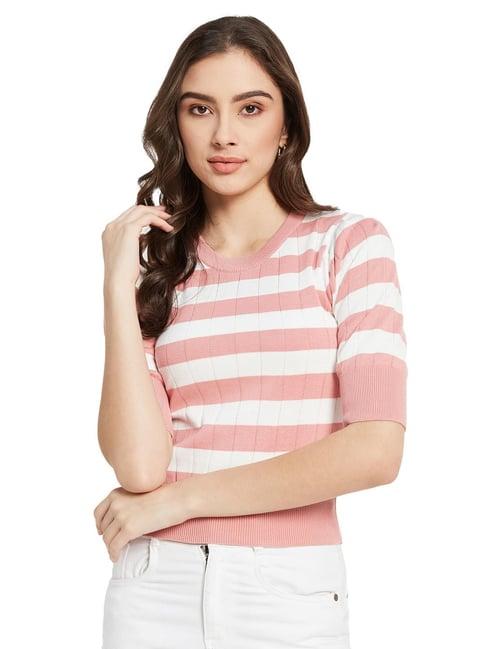 mettle pink & white cotton striped top