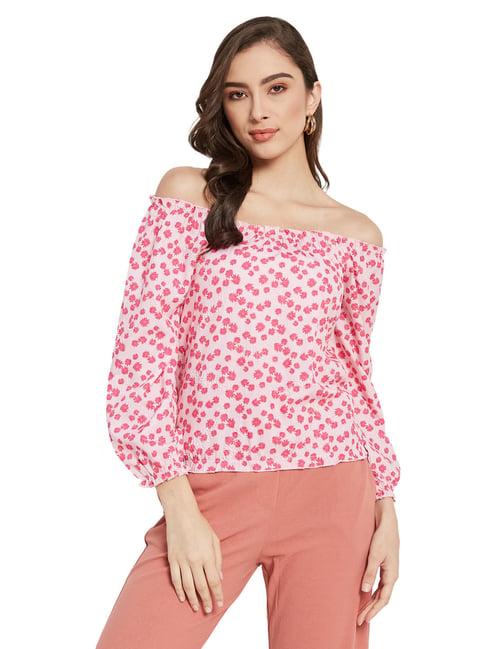 mettle pink cotton floral print top