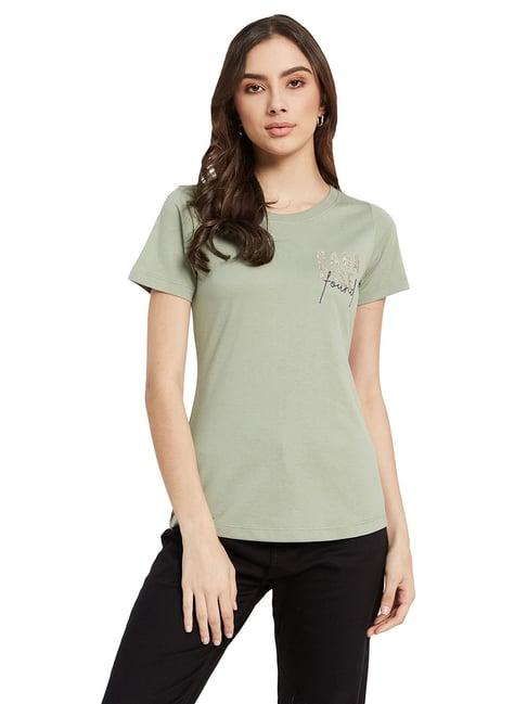 mettle sage green cotton graphic print t-shirt