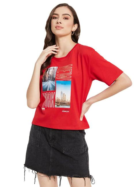 mettle red cotton graphic print t-shirt