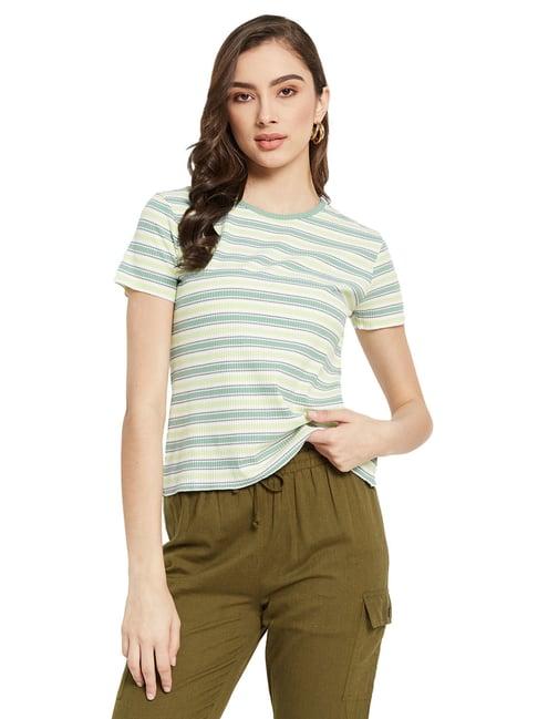 mettle green cotton striped t-shirt