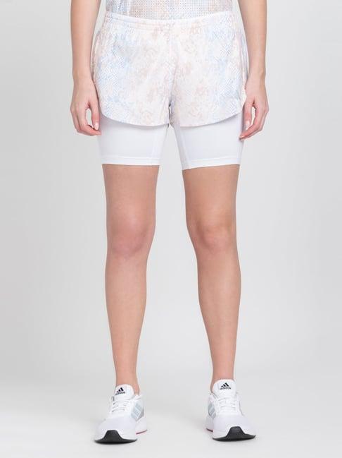 adidas white printed running shorts