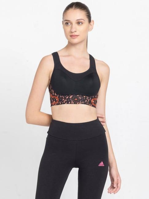 adidas brown & black printed running bra