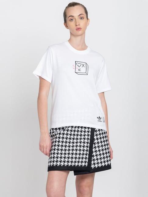 adidas originals white cotton printed t-shirt