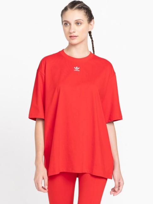 adidas originals red cotton t-shirt