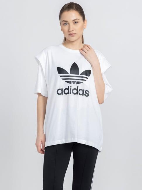 adidas originals white cotton printed t-shirt