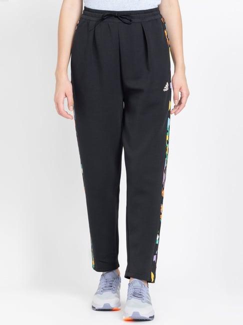 adidas black cotton printed track pants