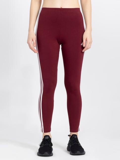 adidas maroon cotton striped tights