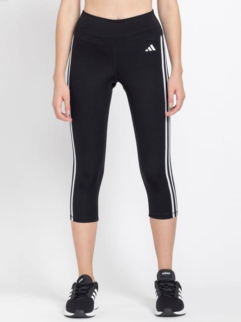 adidas black striped training 3/4th tights