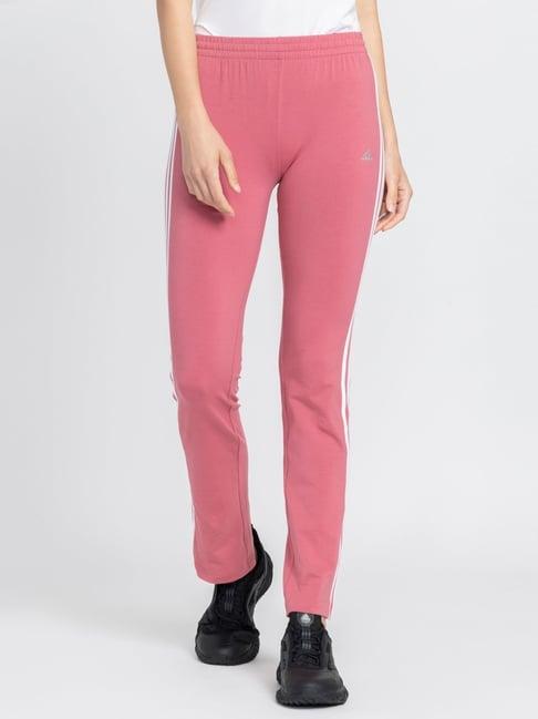 adidas pink cotton striped track pants