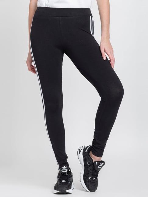 adidas originals black cotton striped tights