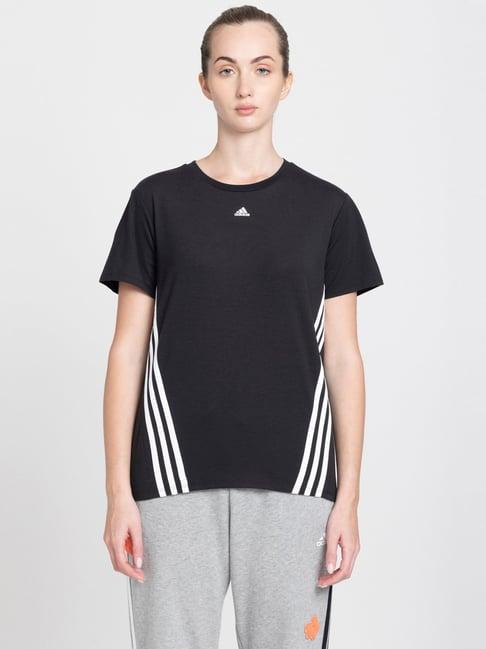 adidas black striped training t-shirt