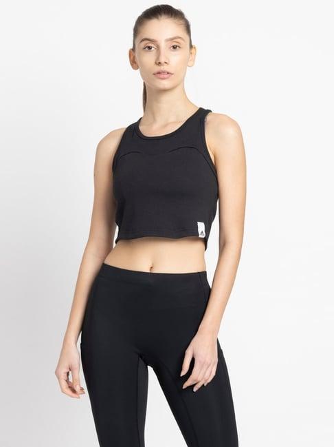 adidas black cotton printed crop top