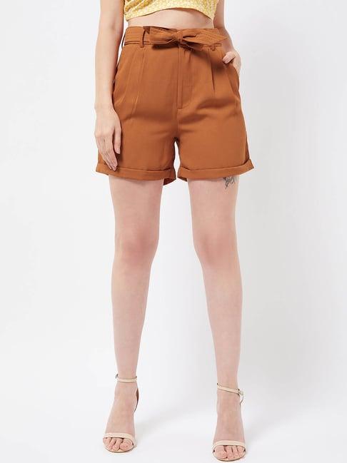 magre rust solid shorts