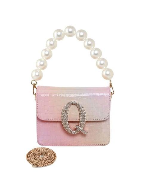 esbeda pink textured small sling handbag