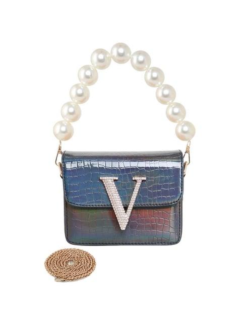 esbeda navy textured small sling handbag