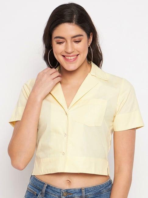 brinns cream cropped shirt