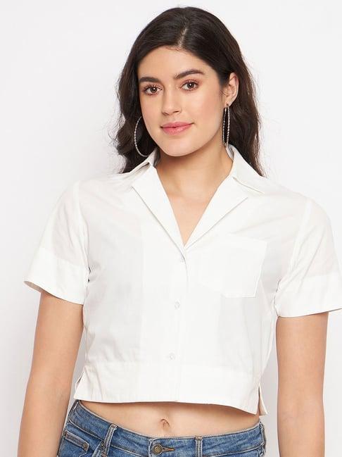 brinns white cropped shirt