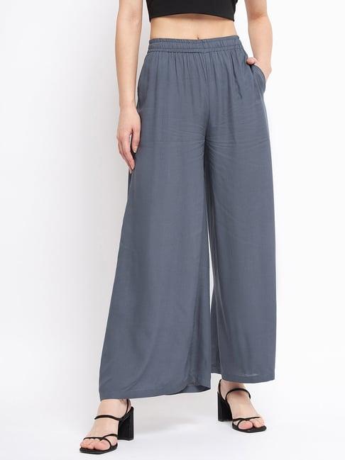 brinns grey flared fit mid rise palazzos