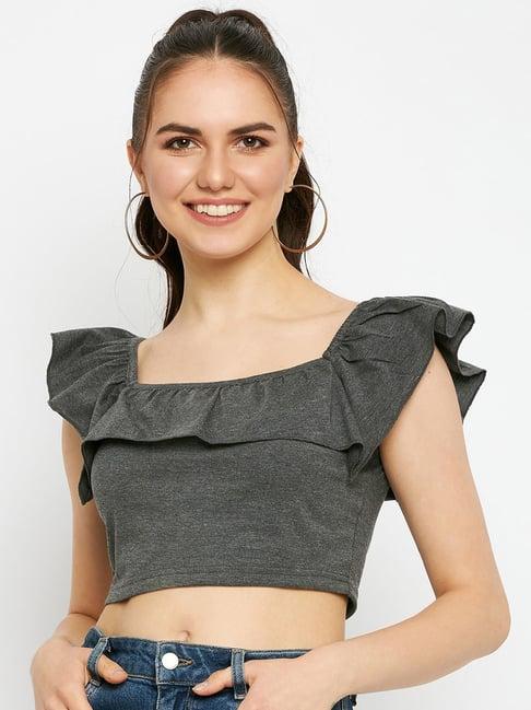 brinns dark grey crop top