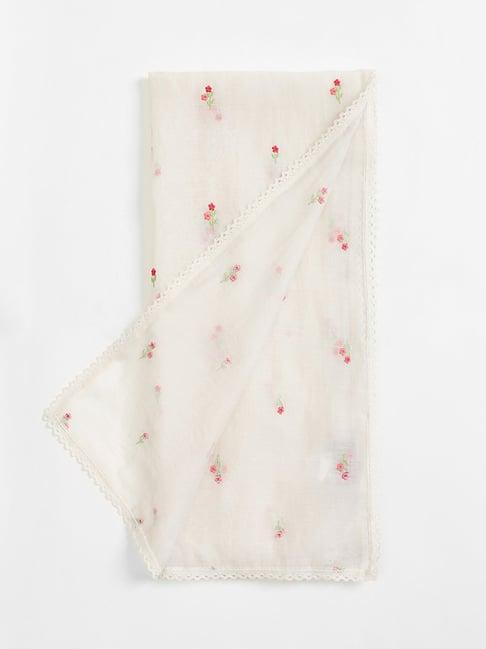 zuba by westside embroidered off white dupatta