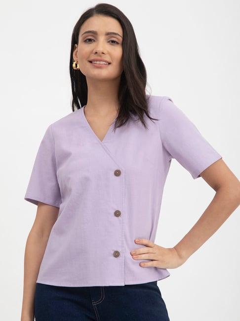 fablestreet lavender linen relaxed fit top