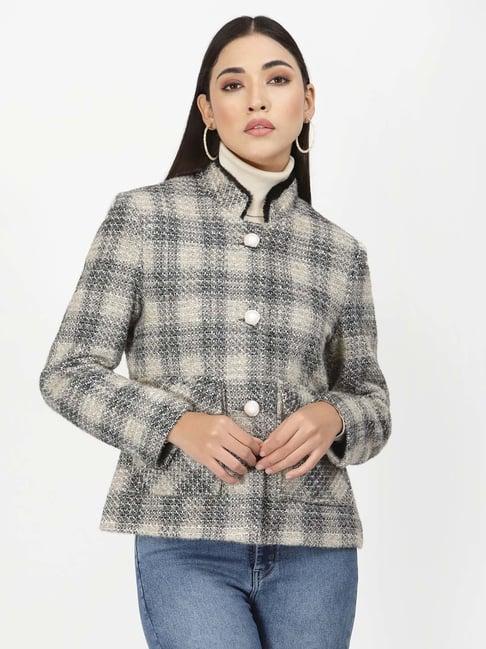 juelle black & beige check over coat