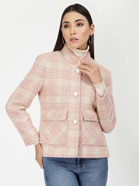 juelle peach check over coat