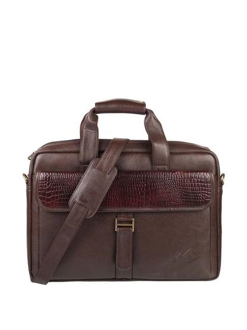 metro brown leather large messenger bag