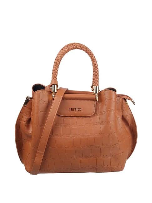 metro tan textured medium handbag