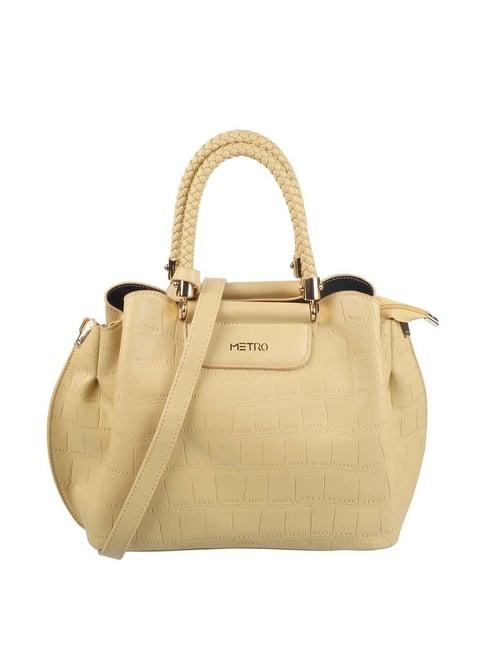 metro yellow textured medium handbag